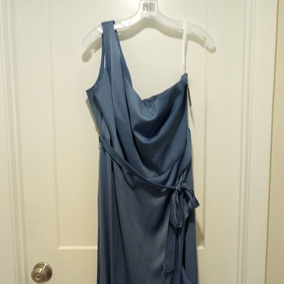 DB Plus Size Women's One Shoulder Crepe Satin Ruffle ‎ Dress - Picture 5 of 6